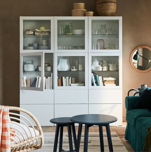 IKEA Книжный шкаф/стеклянная дверь, белый/Лаппвикен белое прозрачное стекло BEST&Aring;, 993.008.58 99300858 фото