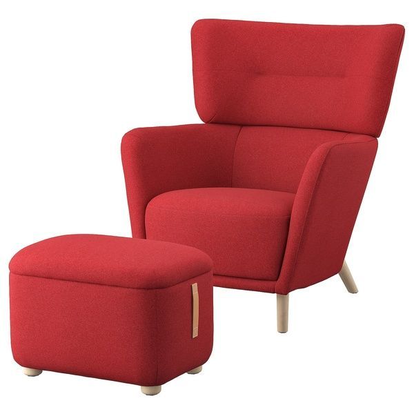 IKEA Кресло с подставкой для ног, Тонеруд красный OSKARSHAMN, 994.853.38 99485338 фото