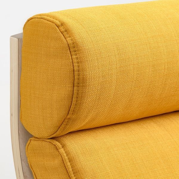 IKEA Кресло-качалка, дубовый шпон, беленый/Скифтебо желтый PO&Auml;NG, 193.958.60 19395860 фото