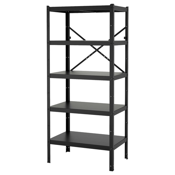 IKEA BROR (ІKEA BROR), Книжкова шафа, чорний, 85x55x190 см, 694.717.38 69471738 фото