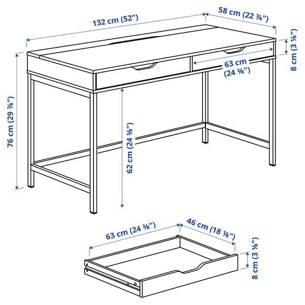 IKEA Письменный стол, белая морилка/имитация. дуб ALEX, 604.735.29 60473529 фото