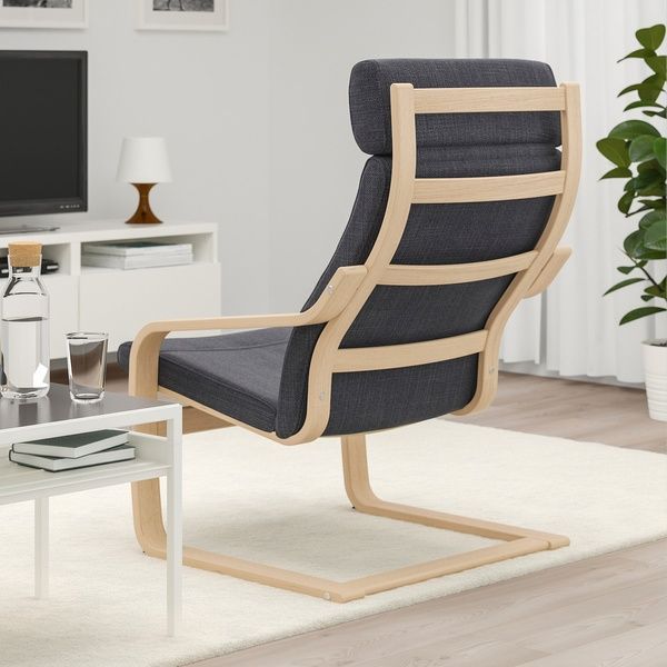 IKEA Крісло, шпон білого дуба/гіларед антрацит PO&Auml;NG, 792.865.80 79286580 фото