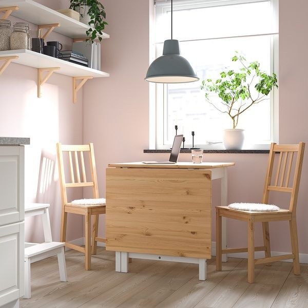 IKEA Стол и 2 стула, светло-коричневая морилка, белая морилка/светло-коричневая морилка PINNTORP / PINNTORP, 495.644.46 49564446 фото