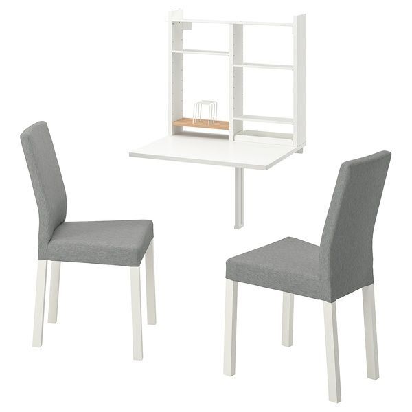 IKEA Стіл та 2 стільці білий/Кніса світло-сірий NORBERG / K&Auml;TTIL, 594.803.14 59480314 фото