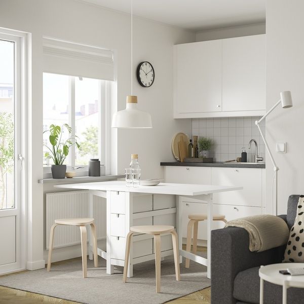 IKEA Стіл та 4 табурета, білий/береза NORDEN / KYRRE, 795.688.29 79568829 фото