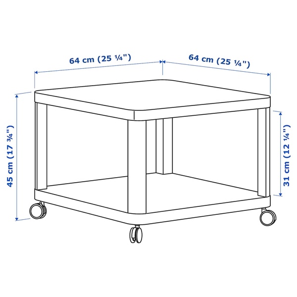 IKEA Журнальний стіл TINGBY (ІKEA TINGBY), Столик на коліщатках, білий, 202.959.25 20295925 фото