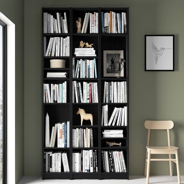 IKEA Комбинация полок с надставками, имитация черного цвета. дуб BILLY, 494.833.89 49483389 фото