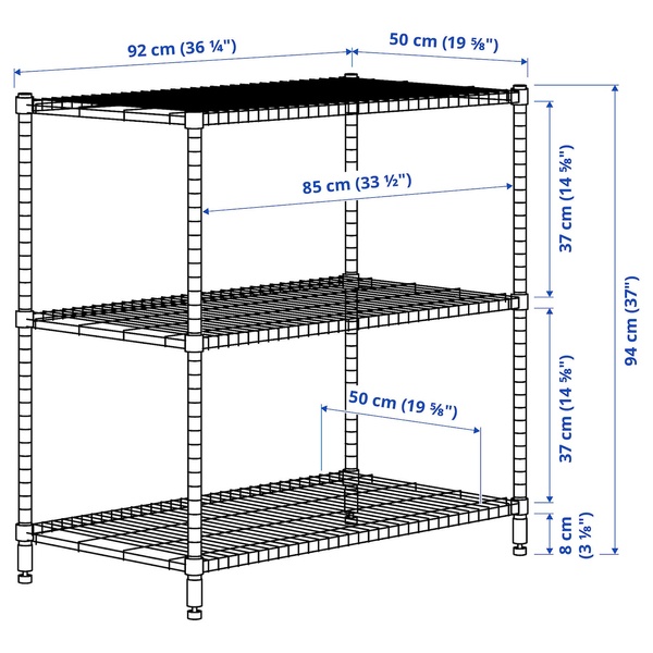 IKEA OMAR (ІKEA ОМАР), Полиця, оцинкована, 92 х 50 х 94 см, 704.830.71 70483071 фото