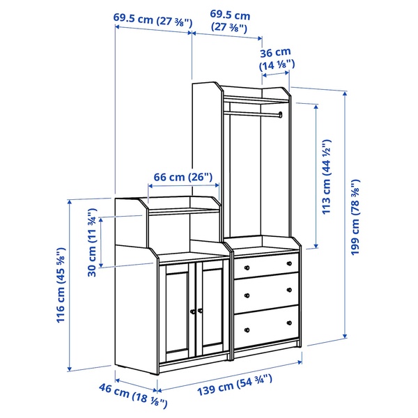 IKEA HAUGA (ИКЕА HAUGA), Книжный шкаф, белый, 139x46x199 см, 493.886.36 49388636 фото