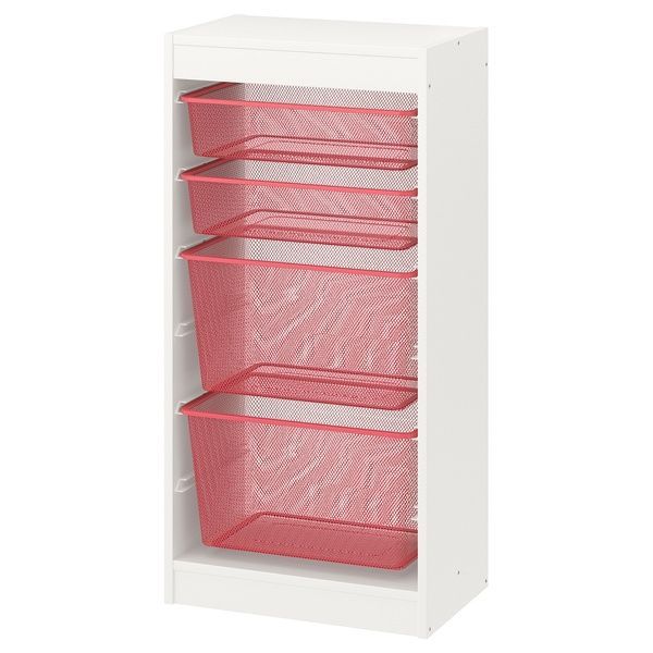 IKEA Стелаж з контейнерами, білий/світло-червоний TROFAST, 594.787.21 59478721 фото