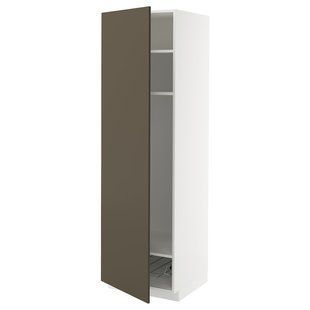 IKEA Шафа висока, полиці/кошик, білий/Хавсторп коричнево-бежевий METOD, 395.584.55 39558455 фото