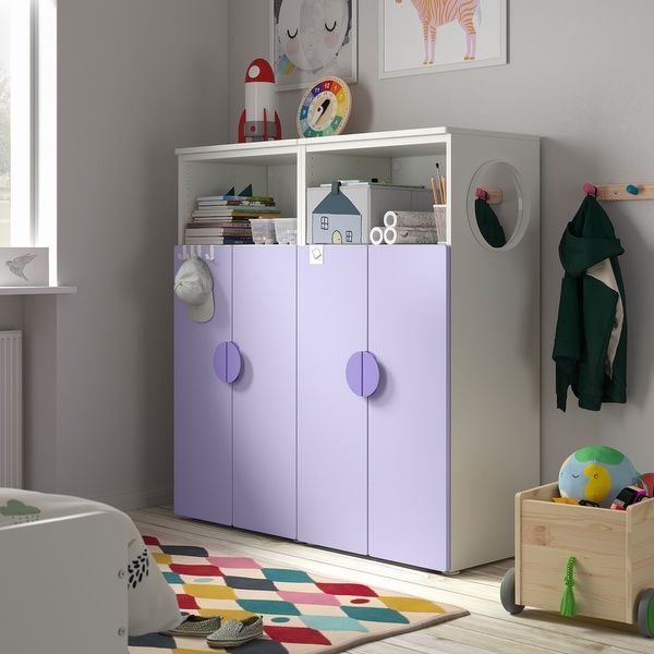 IKEA Книжкова шафа, білий/бузковий на 6 полиць SM&Aring;STAD / PLATSA, 595.496.29 59549629 фото