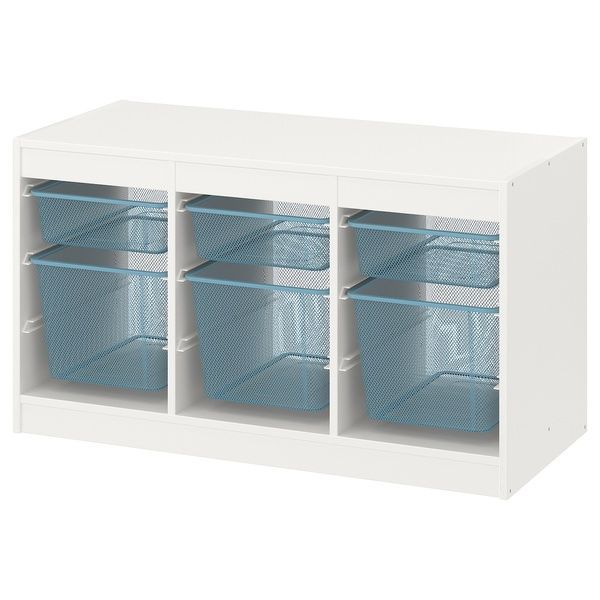 IKEA Полка с контейнерами, белый/сине-серый TROFAST, 494.798.39 49479839 фото
