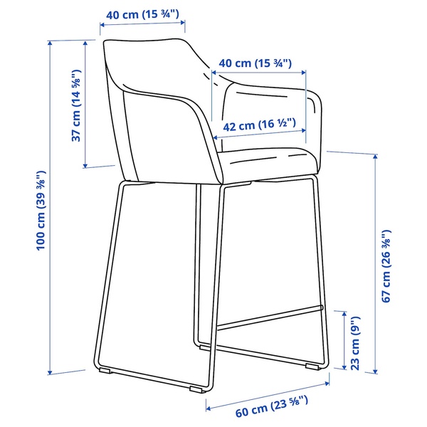 IKEA Барный стул со спинкой, черный металл/Гуннаред темно-серый TOSSBERG, 005.682.38 00568238 фото