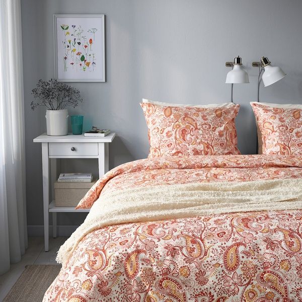 IKEA Підодіяльник і 2 наволочки, рожевий/білий RODGERSIA, 205.794.34 20579434 фото