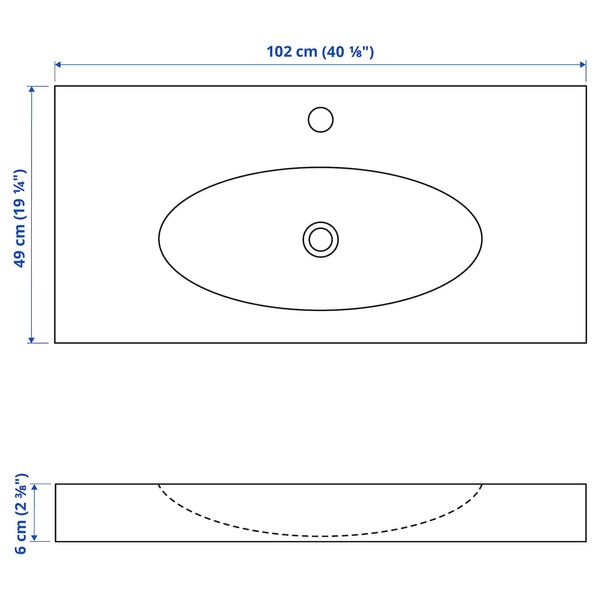 IKEA Раковина RATTVIKEN (ИКЕА РЭТТВИКЕН), Одинарная раковина, белый, 702.165.77 70216577 фото