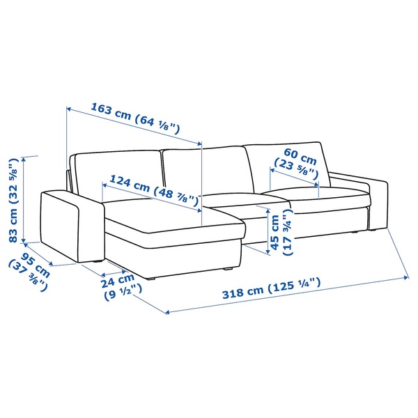 IKEA 4-місний диван з шезлонгом, Tresund антрацит KIVIK, 794.943.86 79494386 фото