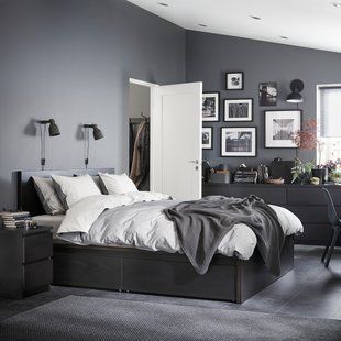 IKEA Каркас кровати с 2 ящиками для хранения, черно-коричневый MALM, 091.304.79 09130479 фото