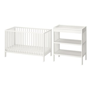 IKEA GULLIVER (ІKEA ГУЛЛИВЕР), Комплект дитячих меблів, 2 предмети, білий, 60x120 см, 195.061.13 19506113 фото