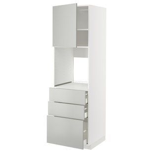 IKEA Шафа висока з дверцятами/3 дверки білий/Havstorp світло-сірий METOD / MAXIMERA, 495.389.85 49538985 фото