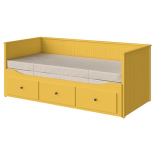 IKEA Кушетка з 3 шухлядами, 2 матраци, жовтий/фірма Vannareid HEMNES, 995.598.76 99559876 фото