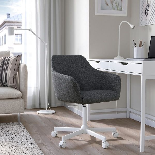 IKEA Обертове крісло Gunnared темно-сірий/білий TOSSBERG / MALSK&Auml;R, 095.082.40 09508240 фото