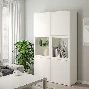 IKEA Книжный шкаф/стеклянная дверь, белый Лаппвикен/Синдвик белое прозрачное стекло BESTÅ, 290.594.48 29059448 фото