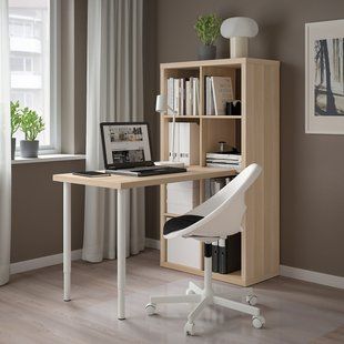 IKEA Письмовий стіл, дуб білий/білий морилка KALLAX / LINNMON, 894.816.99 89481699 фото