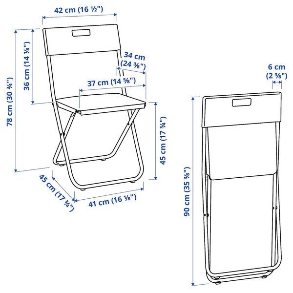 IKEA Стол и 2 складных стула, складной черный/черный GUNDE / GUNDE, 095.645.99 09564599 фото