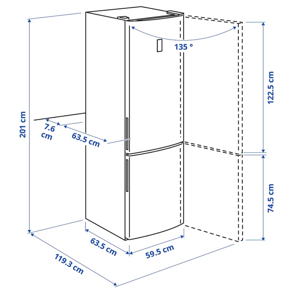 IKEA VALGANG (ИКЕА ВЭЛГОНГ), Холодильник/морозильник, IKEA 700 отдельно стоящий/стальной, 246/83 л, 004.901.26 00490126 фото