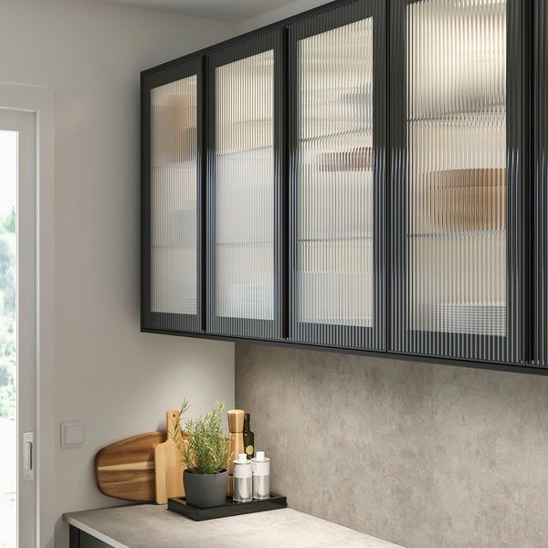 IKEA HEJSTA (ИКЕА ПРИВЕТ), Стеклянная дверь, антрацит/узорчатое стекло, 40x100 см, 605.266.36 60526636 фото