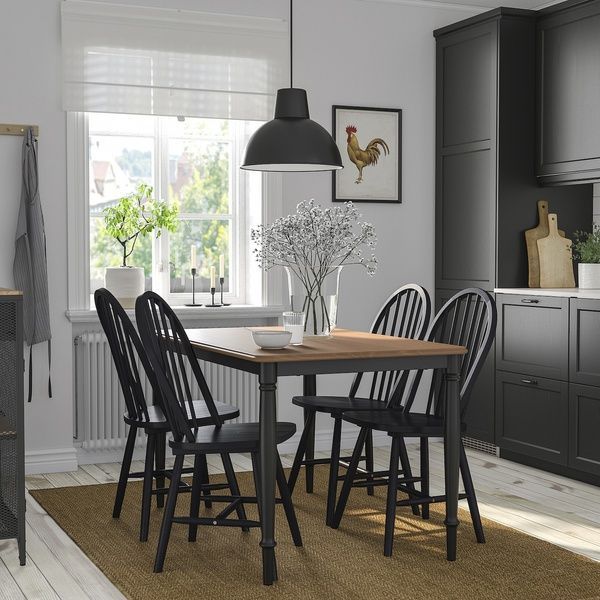 IKEA Стіл та 4 стільці, сосна чорна/чорна DANDERYD / SKOGSTA, 395.680.82 39568082 фото