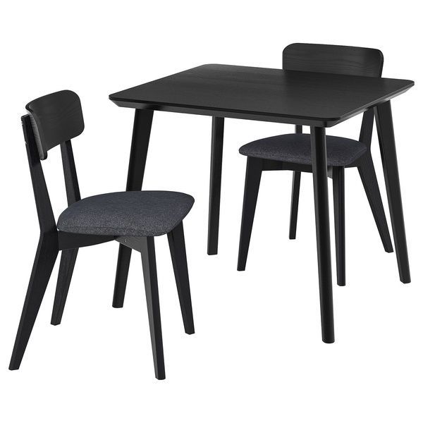 IKEA Стол и 2 стула, черный/Таллмира черный/серый LISABO / LISABO, 895.549.21 89554921 фото