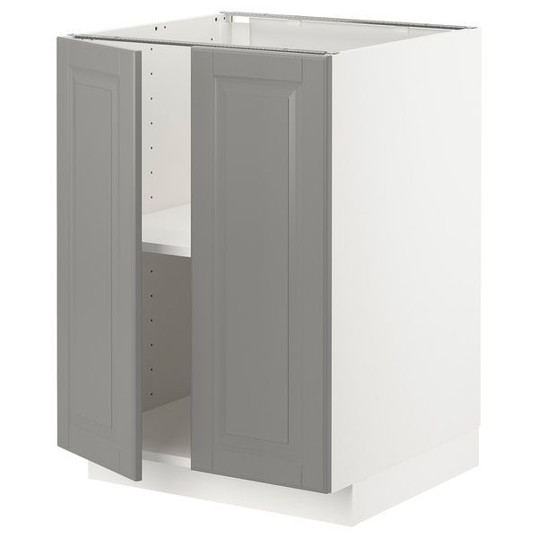 IKEA Напольный шкаф/полки/2 дверцы, белый/Бодбин серый METOD, 094.670.65 09467065 фото