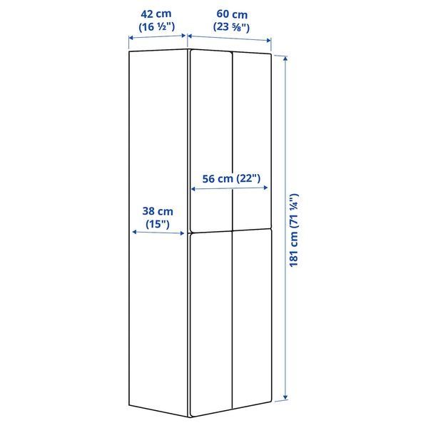 IKEA Гардероб, белый светло-зеленый/с 2 штангами для одежды SM&Aring;STAD / PLATSA, 195.489.76 19548976 фото