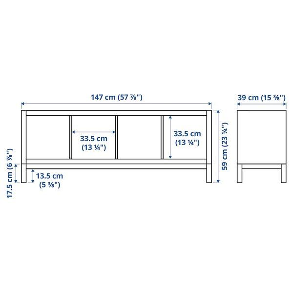 IKEA Книжный шкаф с несущей рамой, дуб мореный белый/черный KALLAX, 394.426.72 39442672 фото