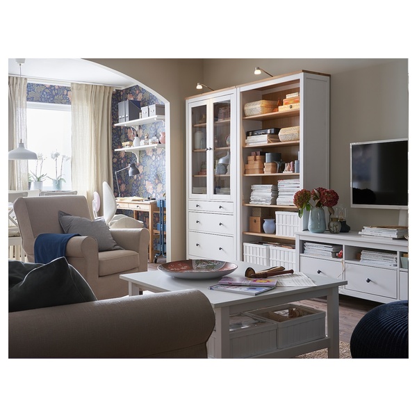 IKEA Стелаж HEMNES (ІKEA ХЕМНЭС), Стелаж, біла морилка, світло-коричневий, 604.135.02 60413502 фото