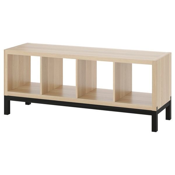 IKEA Книжный шкаф с несущей рамой, дуб мореный белый/черный KALLAX, 394.426.72 39442672 фото