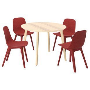 IKEA Стіл та 4 стільці, шпон ясен/червоний LISABO / ODGER, 994.407.50 99440750 фото