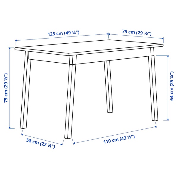 IKEA PINNTORP (ІKEA ПИНТОРП), Стіл, світло-коричнева морилка/червона морилка, 125х75 см, 405.294.62 40529462 фото