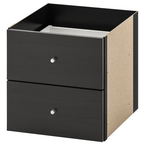 IKEA Стеллаж с 4 вставками, черно-коричневый KALLAX, 292.783.04 29278304 фото