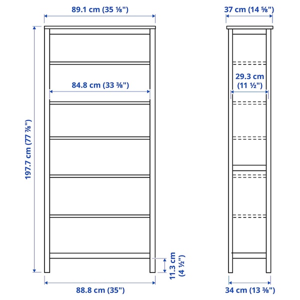 IKEA HEMNES (ИКЕА ХЕМНЭС), Книжный шкаф, красная морилка/светло-коричневая морилка, 90x197 см, 105.306.31 10530631 фото