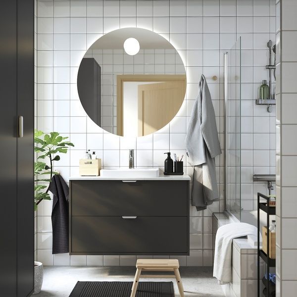 IKEA Тумба під умивальник з ящиками/умивальником/змішувачем темно-сірий/білий мармур HAVB&Auml;CK / ORRSJ&Ouml;N, 695.215.35 69521535 фото