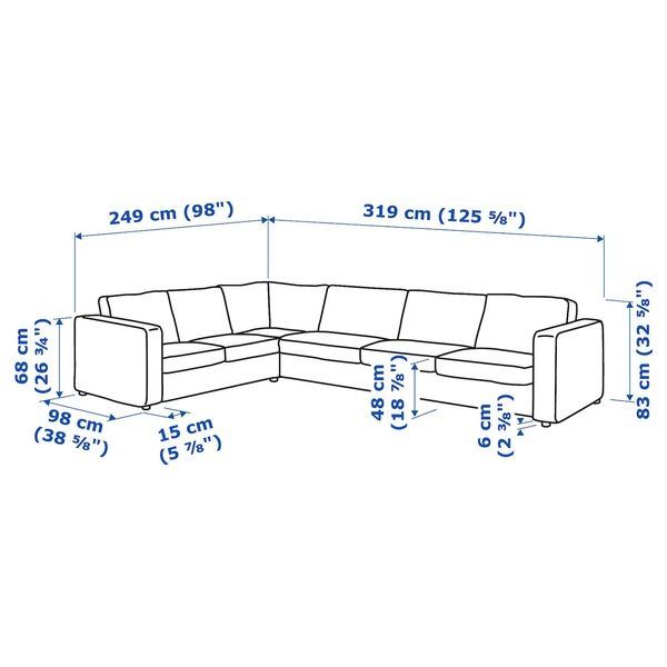 IKEA Кутовий диван 5-місний Гуннаред середньо-сірий VIMLE, 593.995.78 59399578 фото