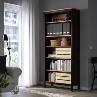 IKEA HEMNES (ІKEA ХЕМНЭС), Книжкова шафа, czarnybrąz, світло-коричневий, 90x197 см, 204.522.94 20452294 фото