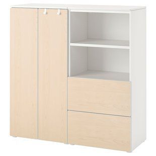 IKEA Книжный шкаф, белый/береза SM&Aring;STAD / PLATSA, 294.289.16 29428916 фото