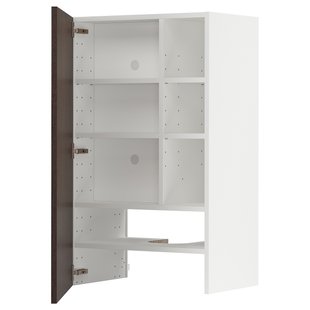 IKEA METOD (ІKEA МЕТОДЫ), Карнизна шафа з полицею/дверями, біла/Sinarp коричнева, 60x100 см, 895.042.24 89504224 фото