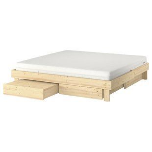IKEA Каркас кровати с ящиком для хранения и матрасом, сосна/Окрехамн средней жесткости GLAMBERGET, 395.684.97 39568497 фото