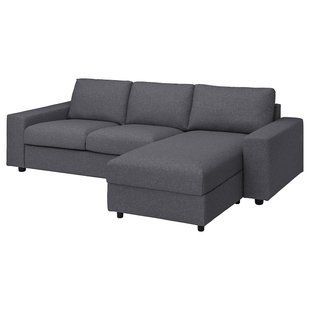IKEA Чохол на 3-місний диван з шезлонгом, з широкими підлокітниками Gunnared/середній сірий VIMLE, 894.011.36 89401136 фото