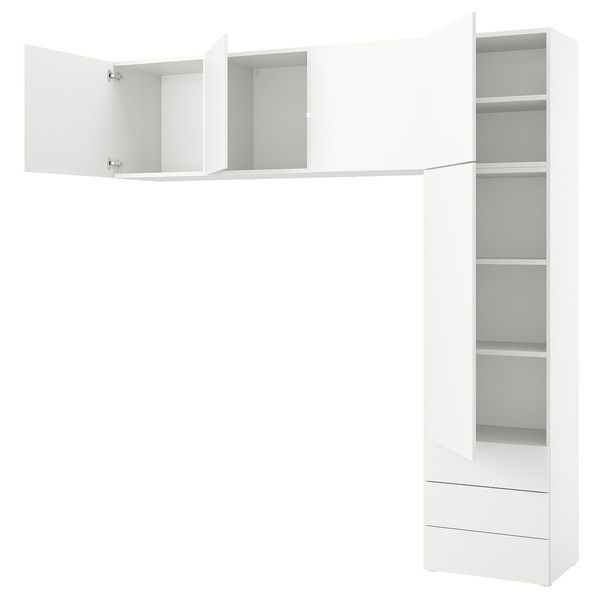 IKEA PLATSA (ИКЕА ПЛАТСА), Шкаф 5 дверей + 3 ящика, белый/Фонн белый, 240х42х241 см, 094.371.15 09437115 фото